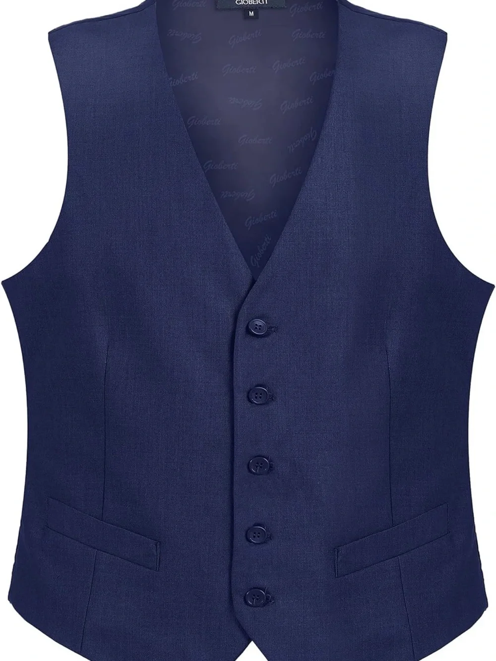 Gioberti Men’s XL Formal Vest Pair: Blue + Brown 5-Button Adjustable 1=$18/2=$30